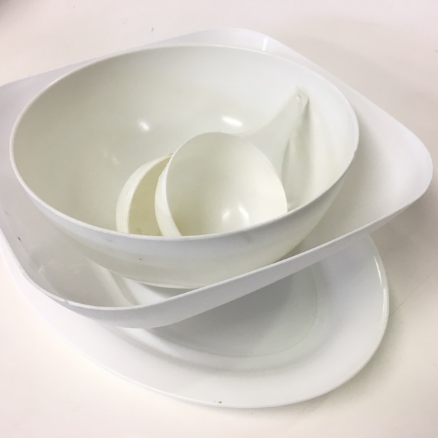 BOWL, Serving Bowl Assorted White Plastic